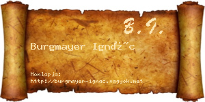 Burgmayer Ignác névjegykártya